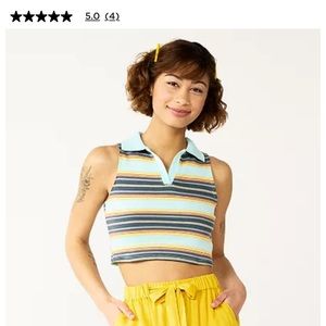 ✨NWT collared crop striped tank ✨